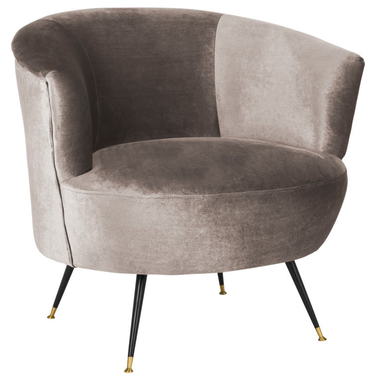 Hazelwood Gray Velvet Barrel Accent Chair with Gold Cap Legs