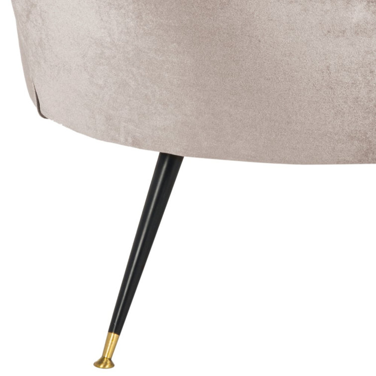 Hazelwood Gray Velvet Barrel Accent Chair with Gold Cap Legs