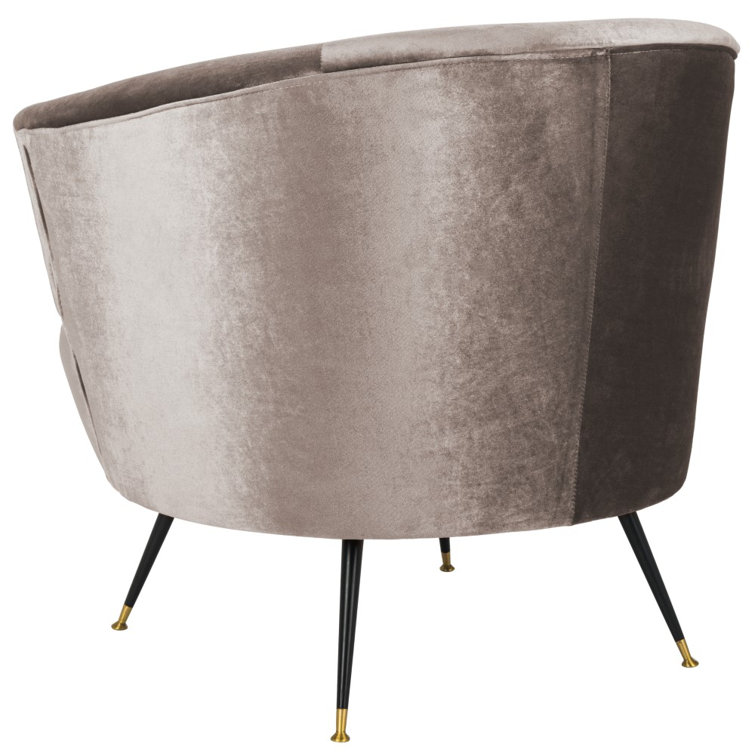 Hazelwood Gray Velvet Barrel Accent Chair with Gold Cap Legs