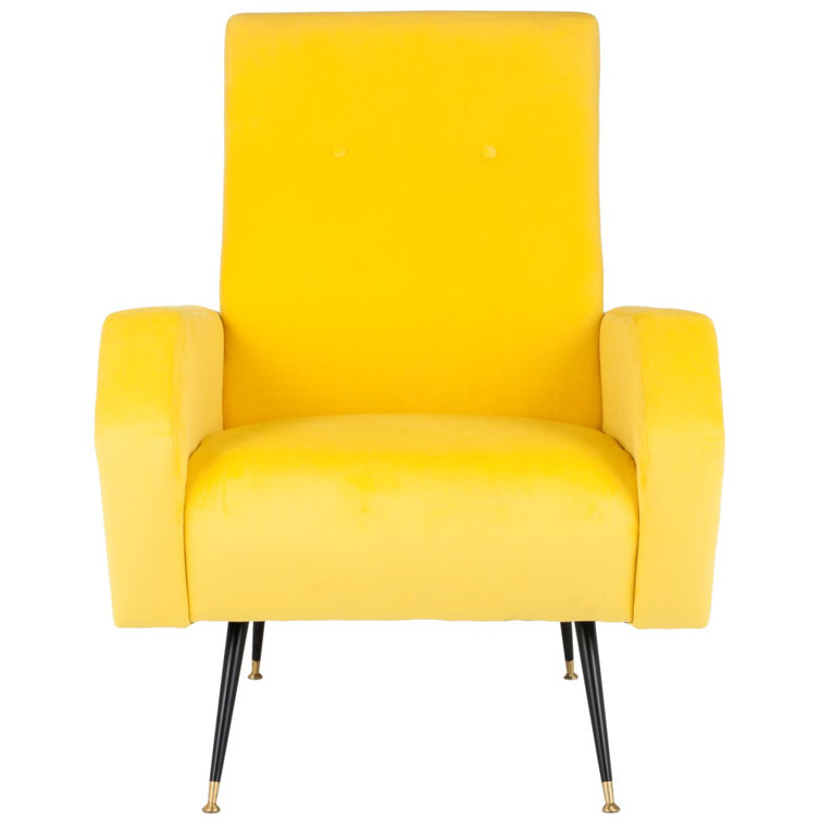 Aida Yellow Velvet Mid-Century Modern Accent Chair