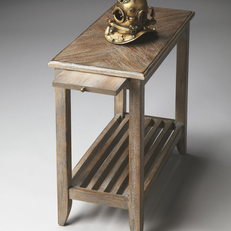 Irvine 24" Distressed Light Wood Rectangular Side Table