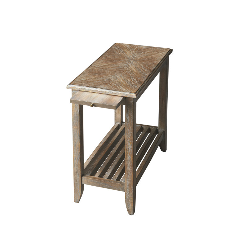 Irvine 24" Distressed Light Wood Rectangular Side Table