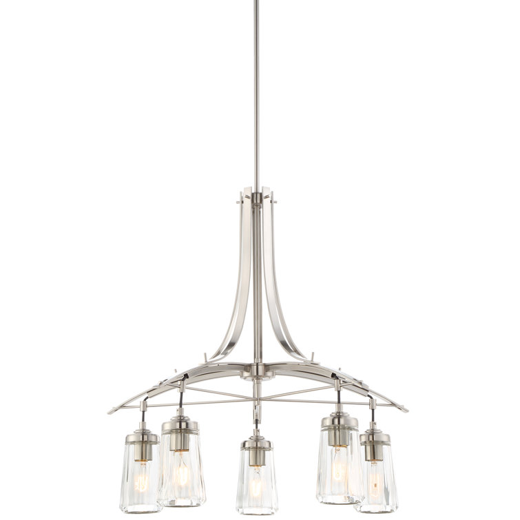 Brushed Nickel 5-Light Chandelier with Clear Glass Shades
