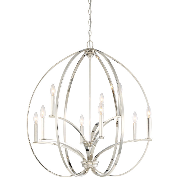 Elegant Enchanted 9-Light Polished Nickel Candelabra Chandelier
