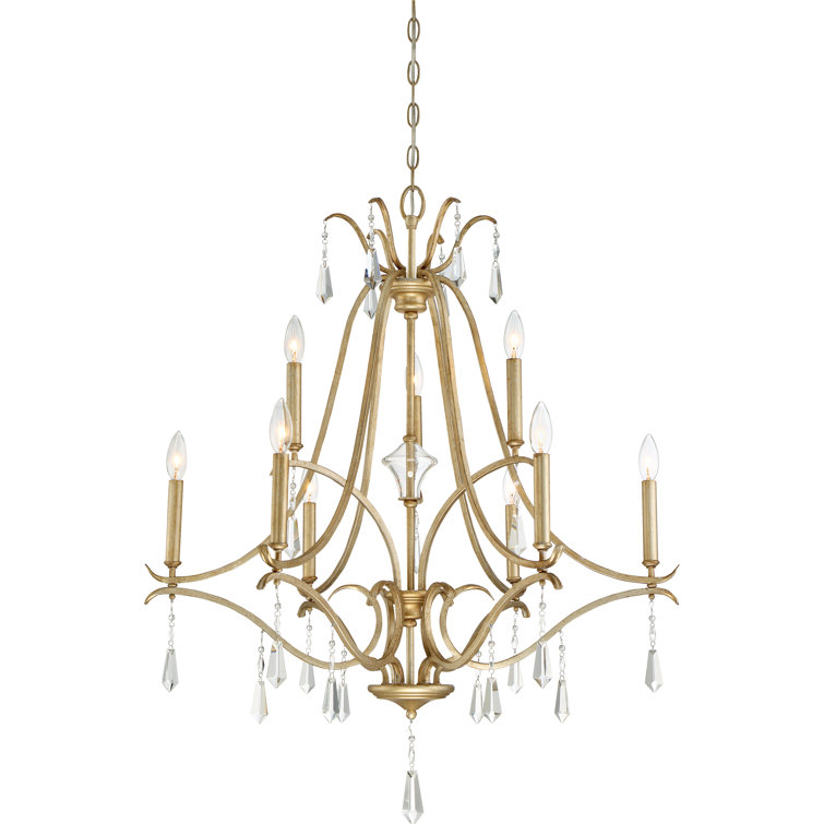 Brio Gold 9-Light Nickel and Crystal Tiered Chandelier