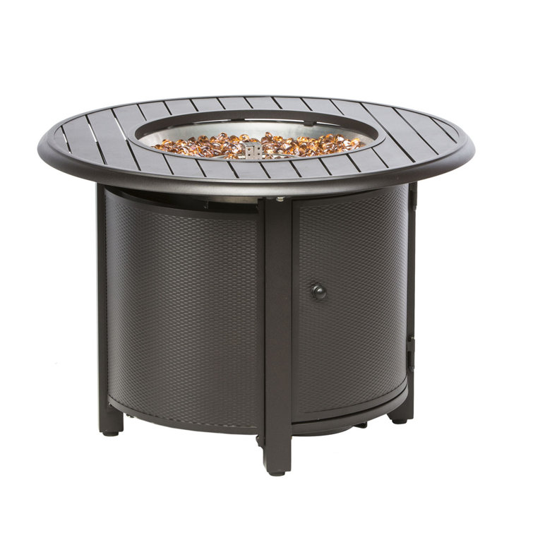 Black 36" Round Aluminum Gas Fire Pit Table
