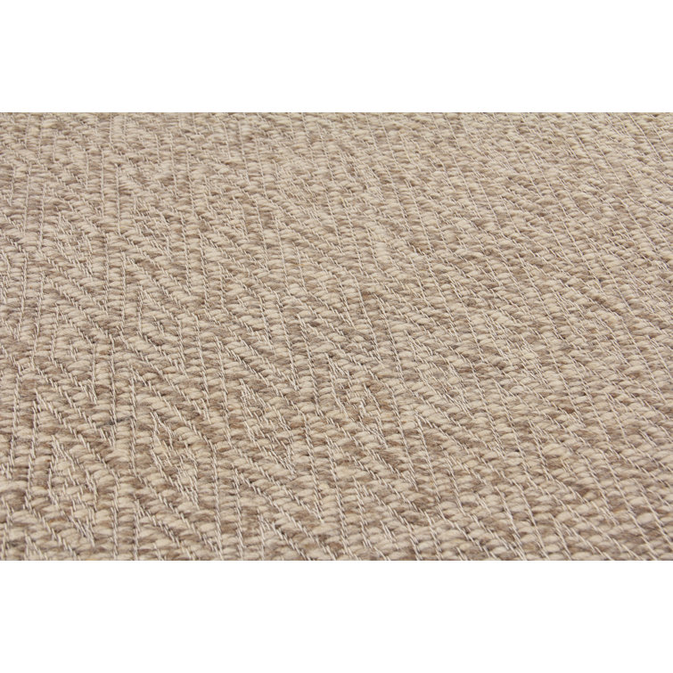 Handcrafted Geometric Beige Wool 8' x 10' Area Rug