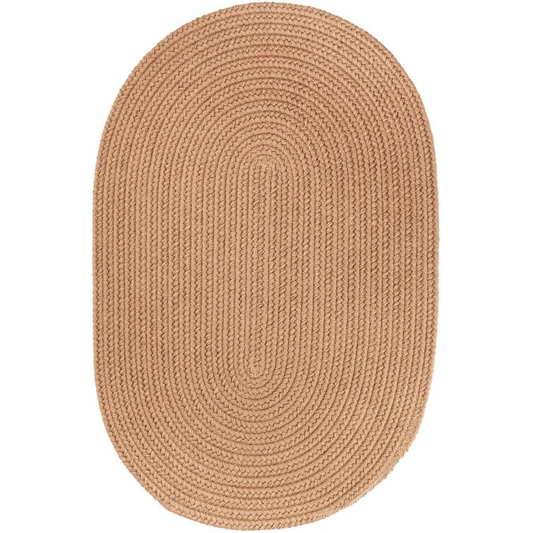 Handmade Camel Oval Braided Synthetic Area Rug 10' x 13'