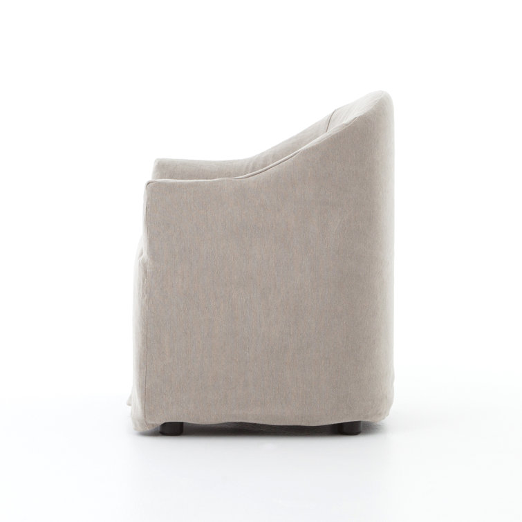 Elegant Beige Velvet Upholstered Wood Arm Chair 25.5"