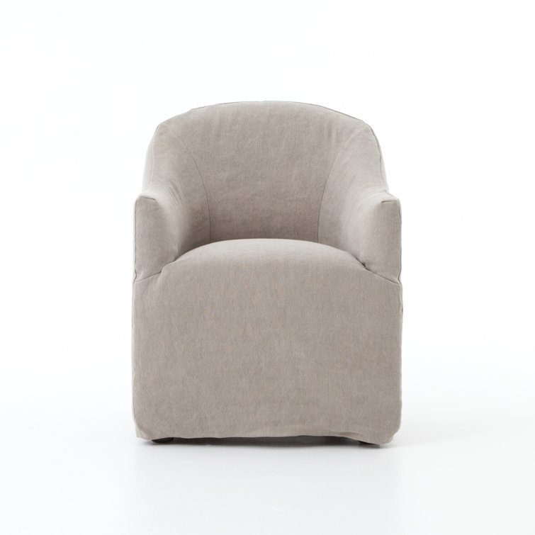 Elegant Beige Velvet Upholstered Wood Arm Chair 25.5"