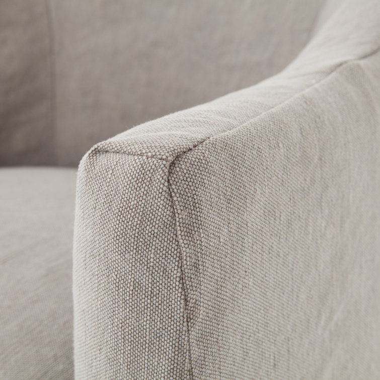 Elegant Beige Velvet Upholstered Wood Arm Chair 25.5"