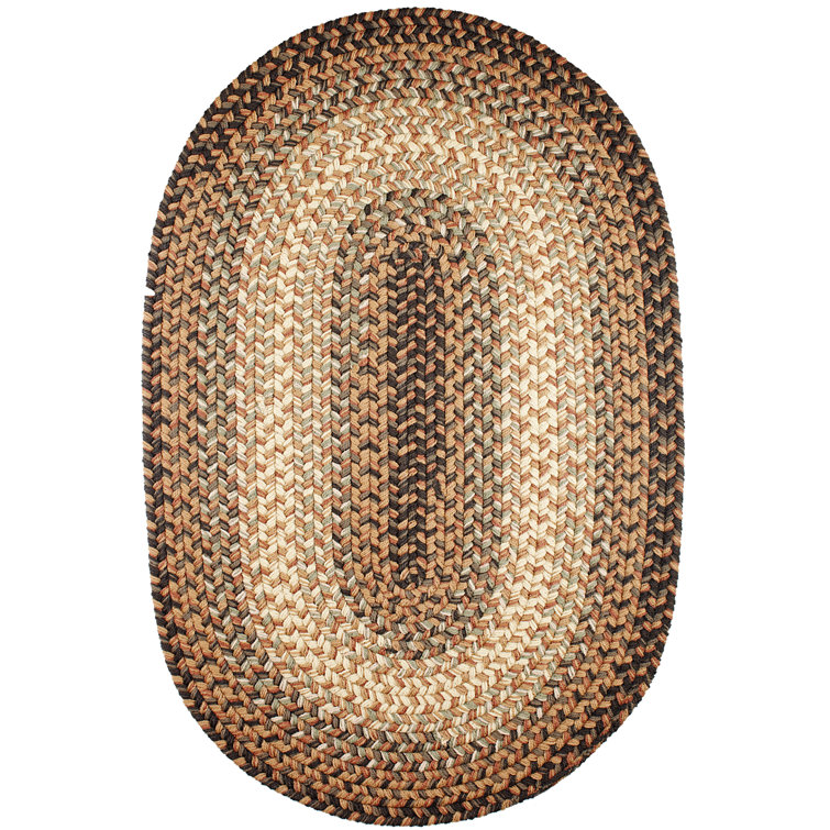 Handmade Geometric Braided Taupe and Brown Oval Rug