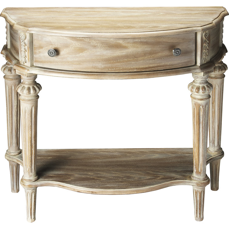 Halifax Driftwood Demilune Console Table with Storage