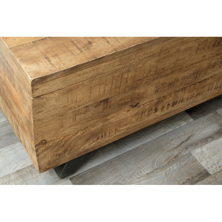 Mango Wood & Metal 46" Rectangular Storage Trunk - Brown