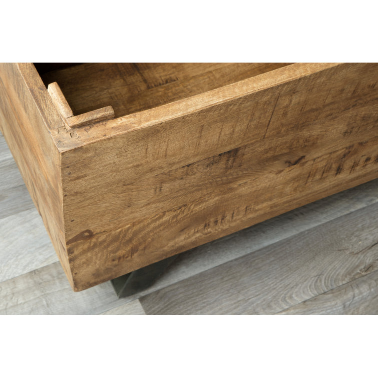 Mango Wood & Metal 46" Rectangular Storage Trunk - Brown