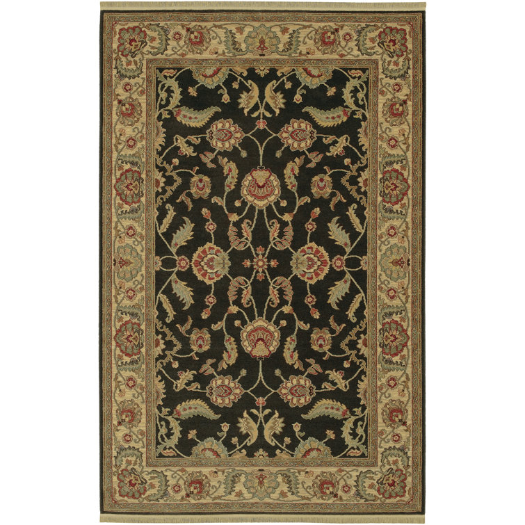 Traditional Black Wool Hand-knotted 4' x 6' Area Rug