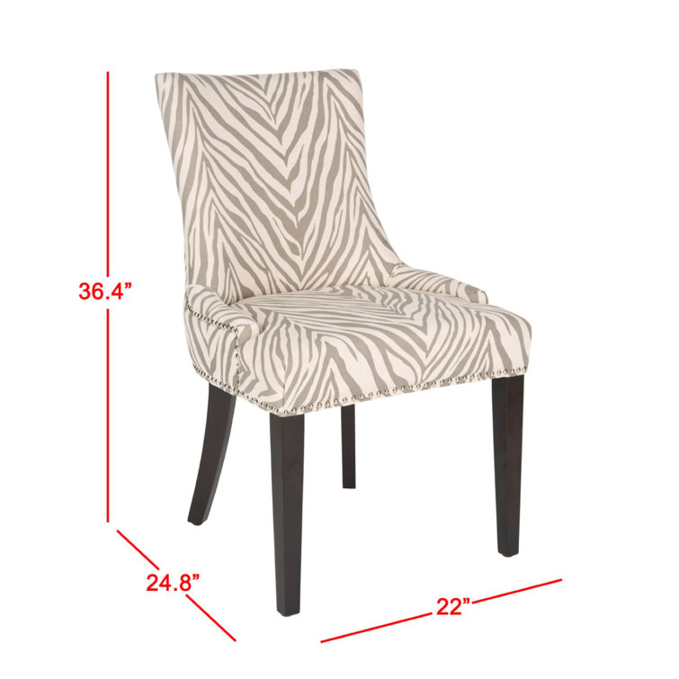Lester Gray Zebra Linen Parsons Dining Chairs Set of 2