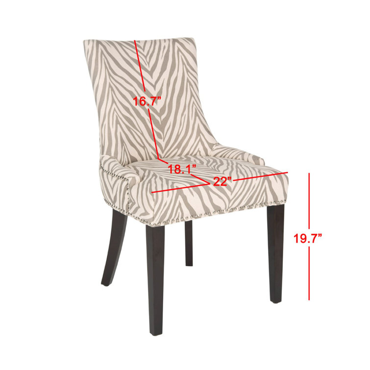 Lester Gray Zebra Linen Parsons Dining Chairs Set of 2