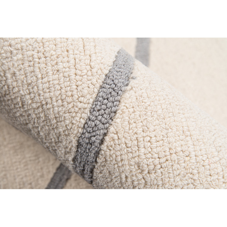 Ivory and Gray Hand-Tufted Wool Geometric Rug