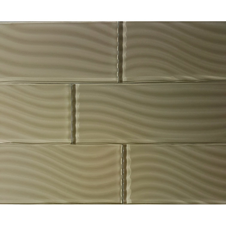 Pacific 4 x 12 Glossy Beige Glass Subway Wall Tile