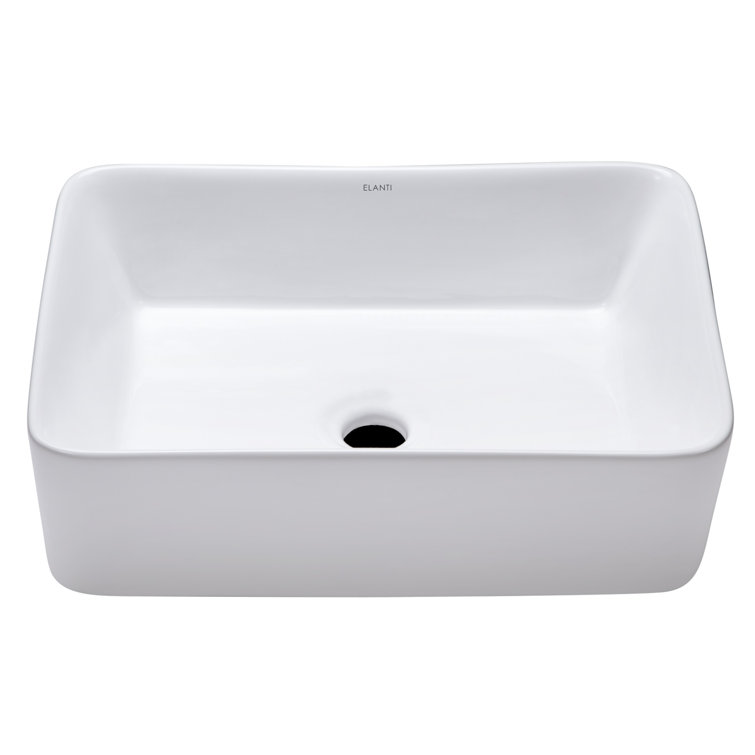 Elanti 18.75'' White Ceramic Rectangular Vessel Sink
