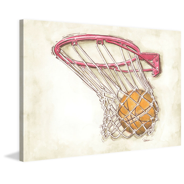 Basketball Swish Multicolor Canvas Art Print