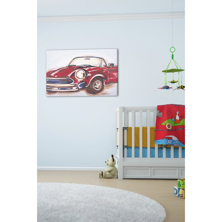 Vintage Red Convertible Car Canvas Art, 45" x 30"