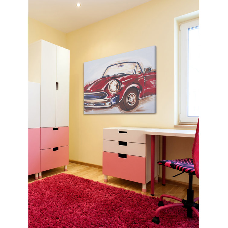 Vintage Red Convertible Car Canvas Art, 45" x 30"