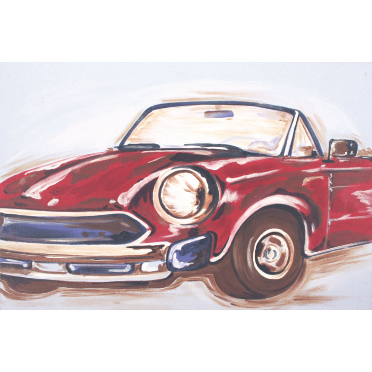 Vintage Red Convertible Car Canvas Art, 45" x 30"