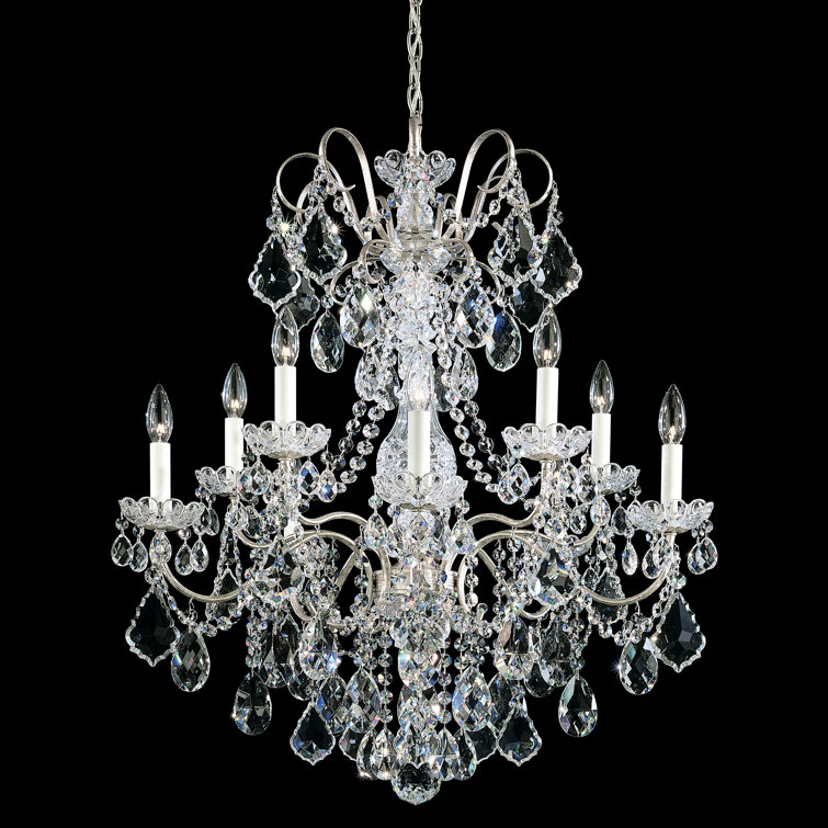 Antique Silver Heritage Clear Crystal 10-Light Empire Chandelier