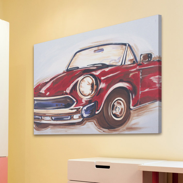 Vintage Red Convertible Car Canvas Art, 45" x 30"