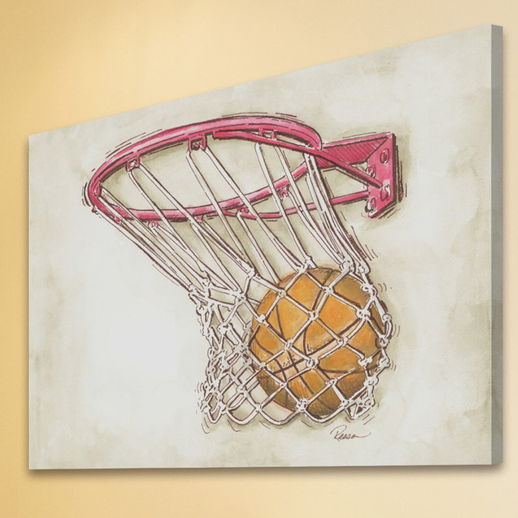 Basketball Swish Multicolor Canvas Art Print