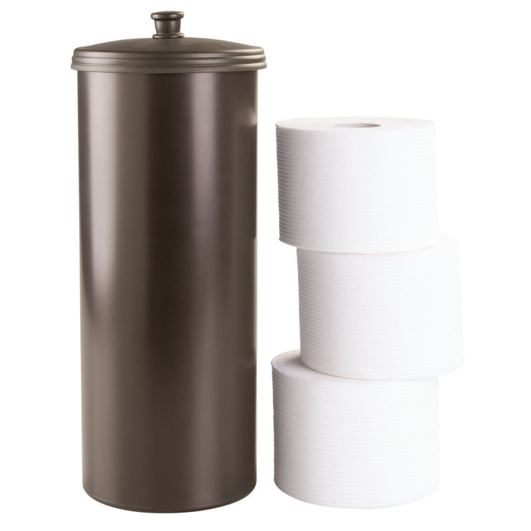 Bronze Freestanding Toilet Paper Holder with Lid, 15.5"