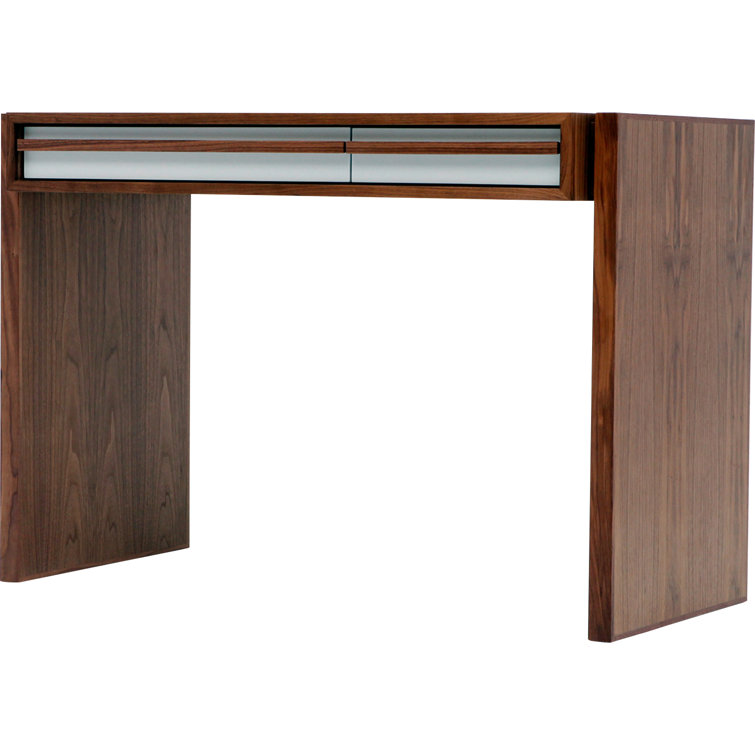 Gray Solid and Manufactured Wood Desk with Drawers