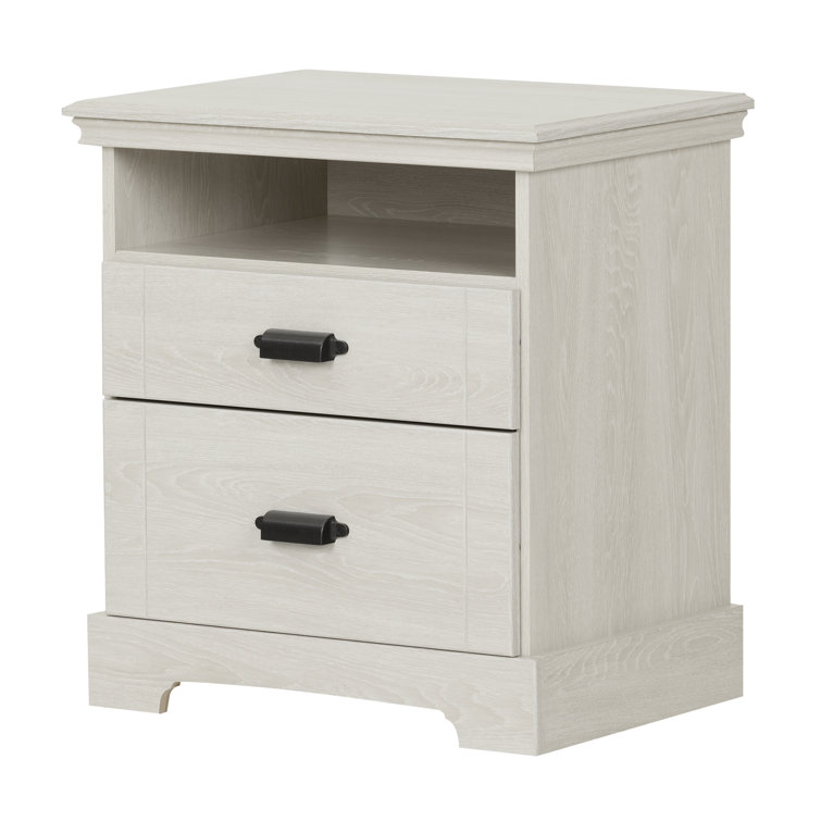 Avilla Modern Winter Oak 2-Drawer Nightstand with Open Cubby