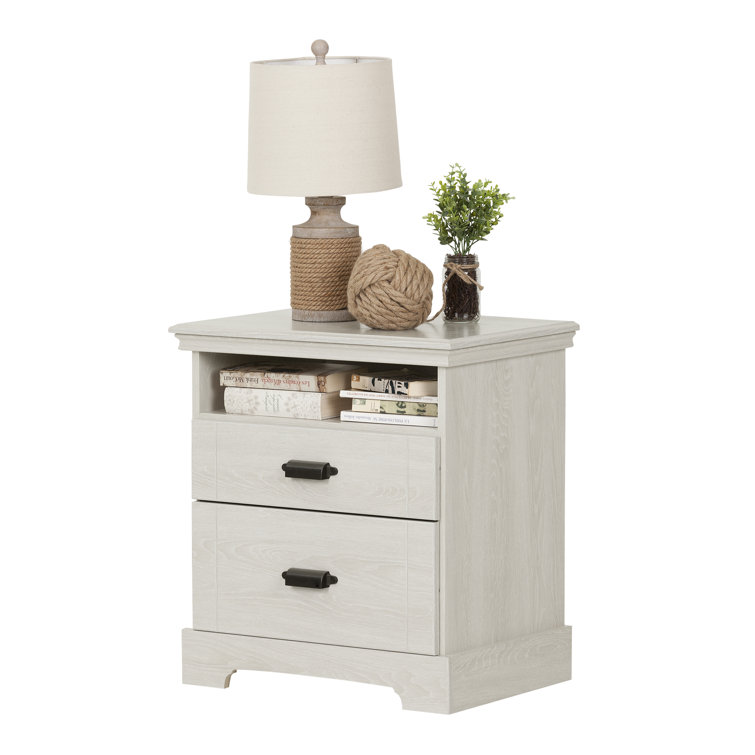 Avilla Modern Winter Oak 2-Drawer Nightstand with Open Cubby