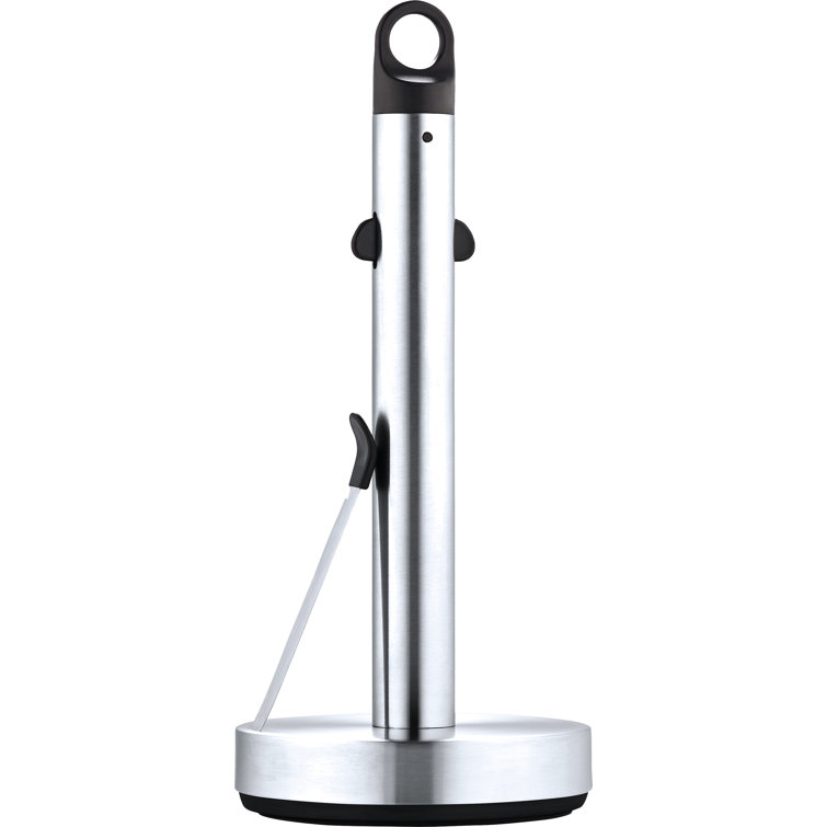 Silver and Black Stainless Steel Freestanding Paper Towel Holder
