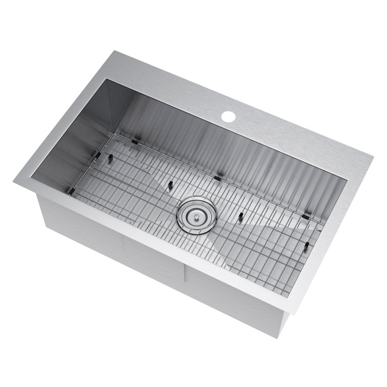 Exclusive Heritage 33" Stainless Steel Single Bowl Kitchen Sink with Strainer and Grid