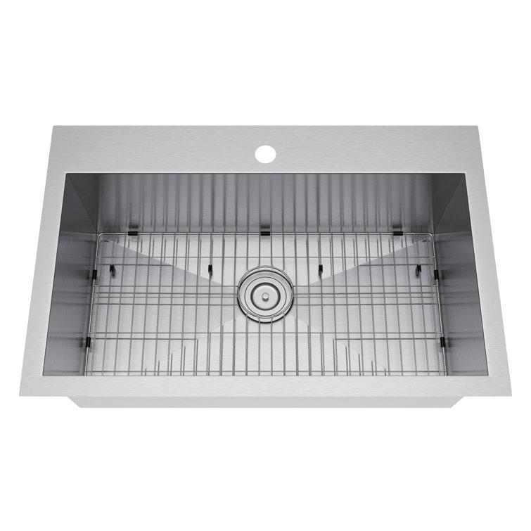Exclusive Heritage 33" Stainless Steel Single Bowl Kitchen Sink with Strainer and Grid