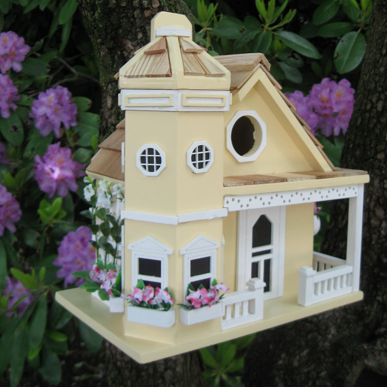 Yellow Pine Shingles Flower Pot Cottage Birdhouse
