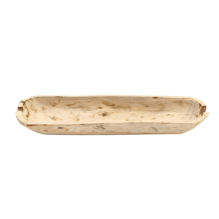 Kailyn Oval Paulownia Wood Decorative Bowl - Rustic Brown