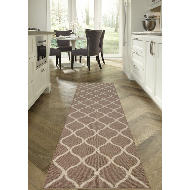 Rebecca Tan and White Geometric Tufted Runner Rug