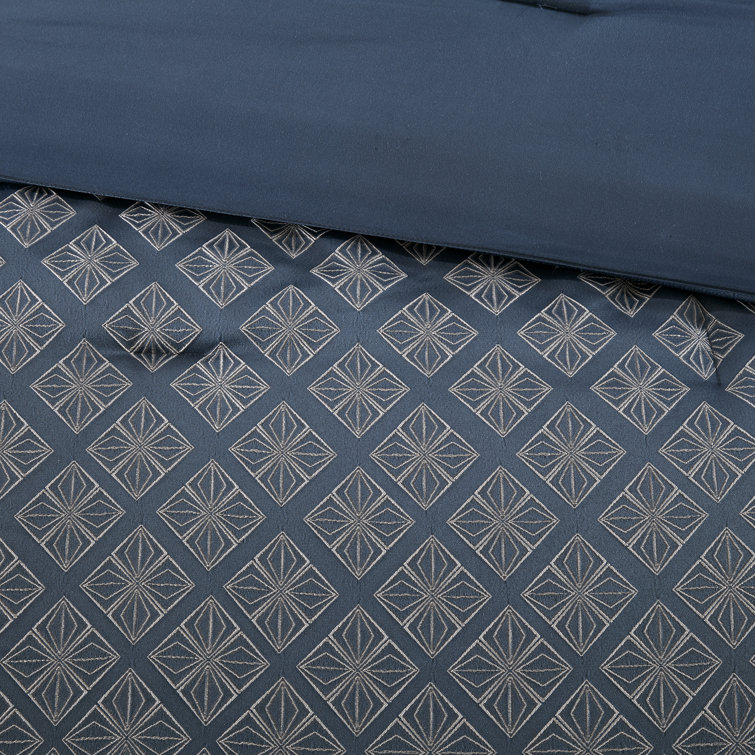 Navy and Gray Reversible 7-Piece Queen Comforter Set