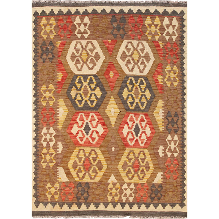 Hand-Woven Multicolor Wool Rectangular Area Rug