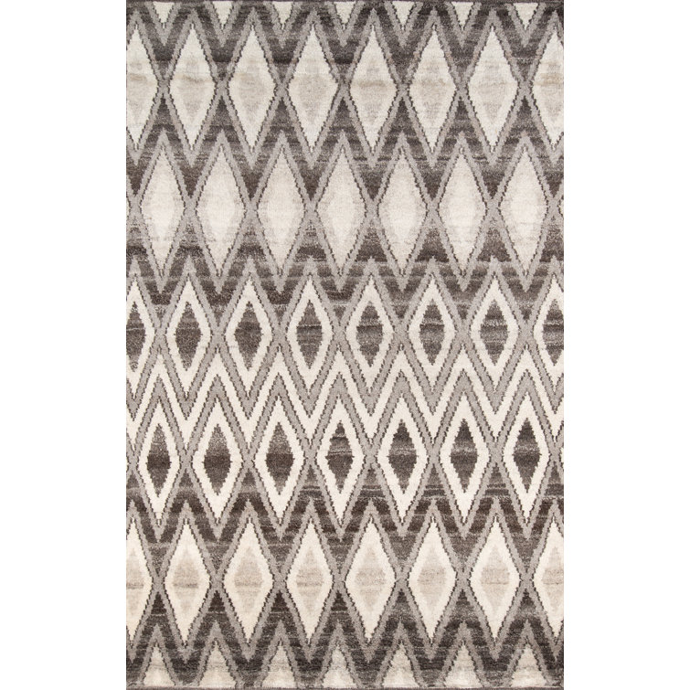 Hand-Knotted Gray Wool Geometric Area Rug