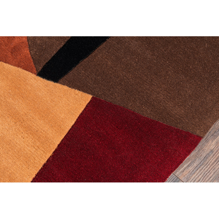 New Wave Red and Brown Hand-Tufted Wool Runner Rug