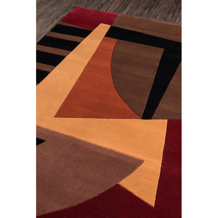 New Wave Red and Brown Hand-Tufted Wool Runner Rug