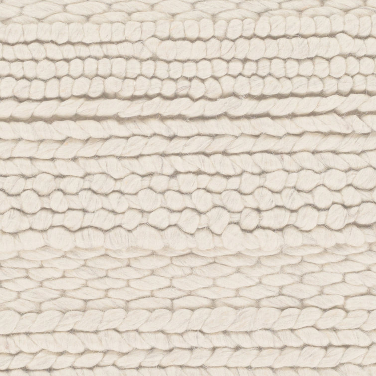 Handmade Beige Wool Braided Rectangular Rug - 2' x 3'