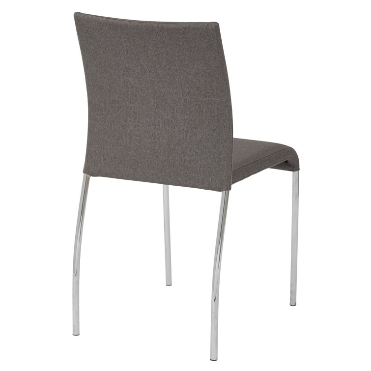 Smoke Fabric and Metal Stackable Chairs, Set of 4