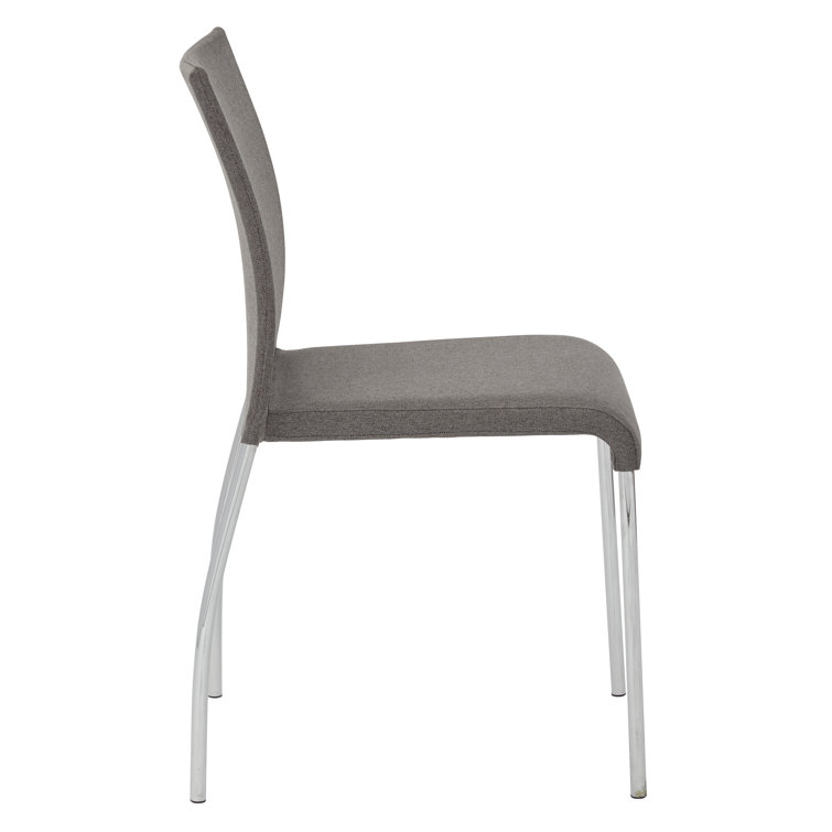 Smoke Fabric and Metal Stackable Chairs, Set of 4
